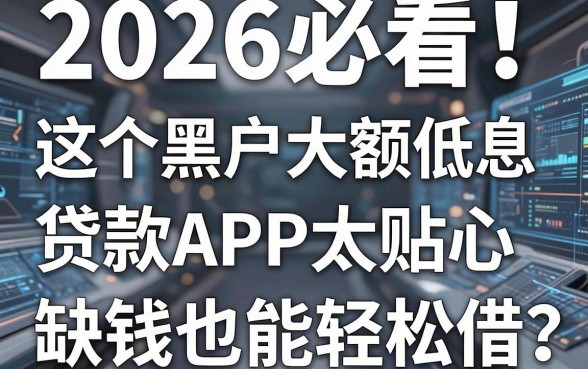 2026必看!这5个黑户大额低息贷款APP太贴心,缺钱也能轻松借