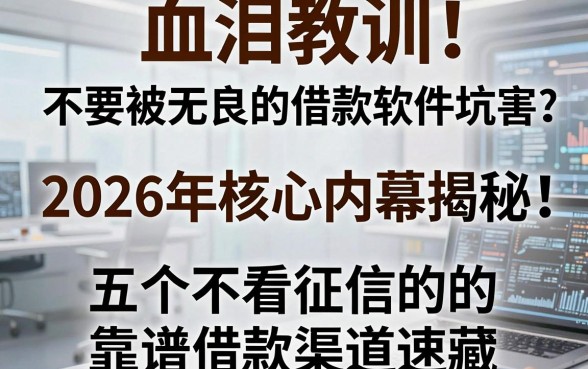 血泪教训!不要被无良的借款软件坑害,2026年核心内幕揭秘:五个不看征信的靠谱借款渠道速藏