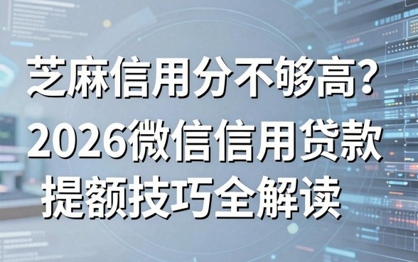 芝麻信用分不够高?2026微信信用贷款提额技巧全解读!