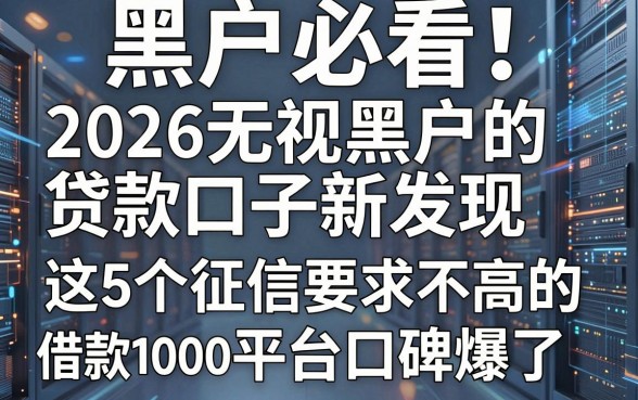 黑户必看!2026无视黑户的贷款口子新发现,这5个征信要求不高的借款1000平台口碑爆了