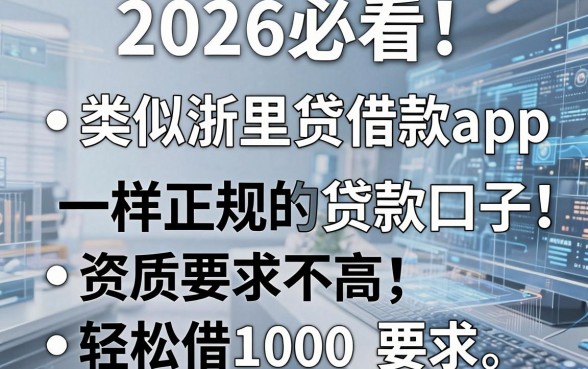 2026必看!盘点5个类似浙里贷借款app下载一样正规的贷款口子,资质要求不高轻松借1000