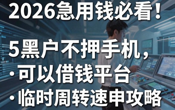 2026急用钱必看!5家黑户不押手机可以借钱平台,临时周转速申攻略