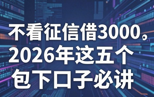 不看征信借3000，2026年这五个包下口子必讲！