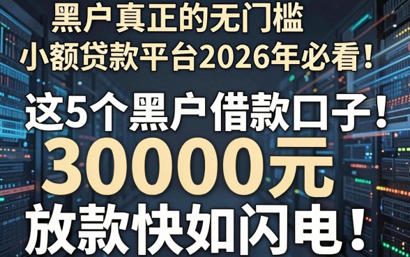 黑户真正的无门槛小额贷款平台2026年必看!这5个黑户借款口子,30000元放款快如闪电
