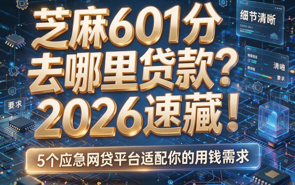 芝麻601分去哪里贷款?2026速藏!5个应急网贷平台适配你的用钱需求
