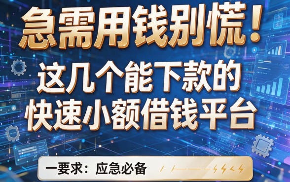 急需用钱别慌!这几个能下款的快速小额借钱平台,应急必备
