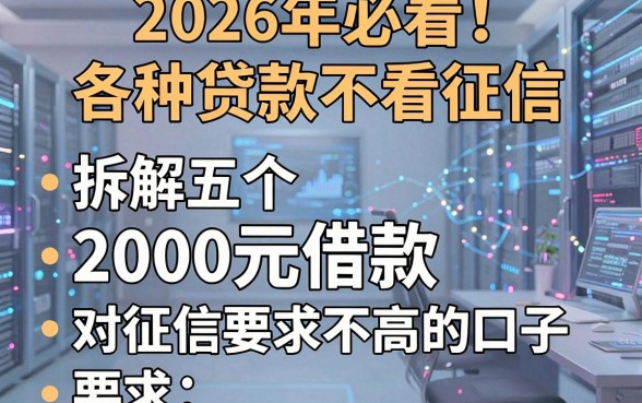2026年必看！各种贷款不看征信，拆解五个2000元借款对征信要求不高的口子
