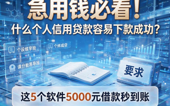 急用钱必看!什么个人信用贷款容易下款成功?这5个软件5000元借款秒到账