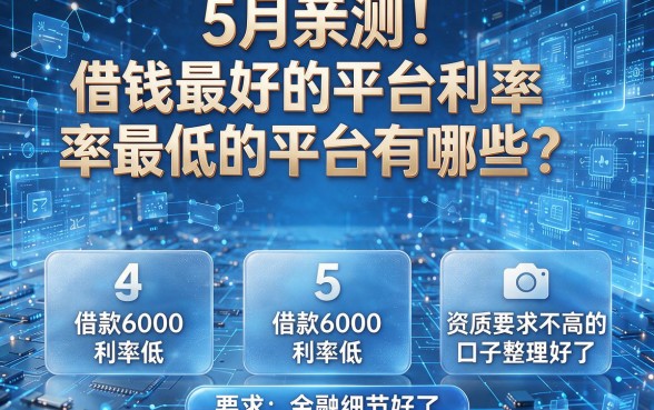 5月亲测！借钱最好的平台利率最低的平台有哪些？这5个借款6000利率低、资质要求不高的口子整理好了