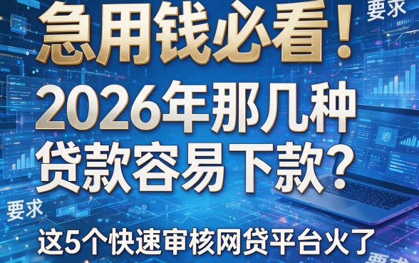急用钱必看!2026年那几种贷款容易下款?这5个快速审核网贷平台火了