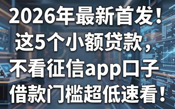 2026年最新首发！这5个小额贷款不看征信app口子，借款门槛超低速看
