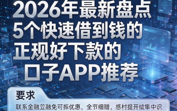 2026年最新盘点:5个快速借到钱的正规好下款的口子APP推荐