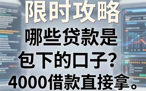 限时攻略:哪些贷款是包下的口子?要求不高,4000借款直接拿!