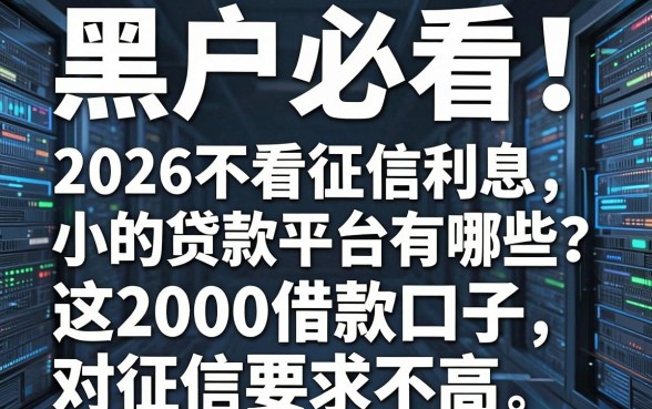 黑户必看！2026不看征信利息小的贷款平台有哪些？这2000借款口子对征信要求不高