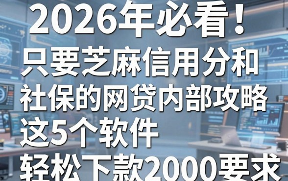 2026年必看！只要芝麻信用分和社保的网贷内部攻略，这5个软件轻松下款2000