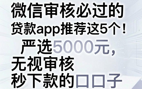 微信审核必过的贷款app推荐这5个！严选5000元无视审核秒下款的口子