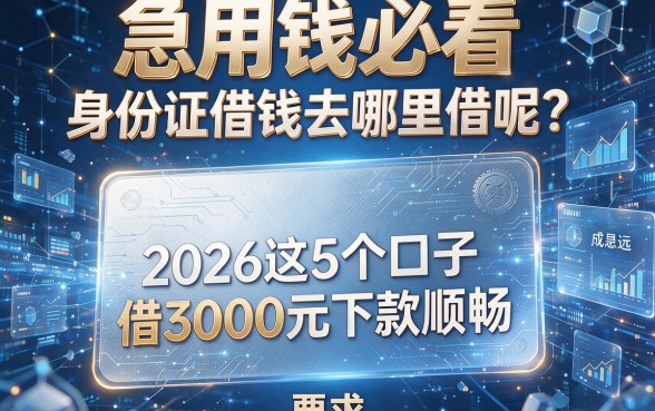 急用钱必看:身份证借钱去哪里借呢?2026这5个口子借3000元下款顺畅