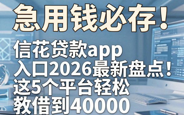 急用钱必存!信花贷款app入口2026最新盘点:这5个平台轻松借到40000