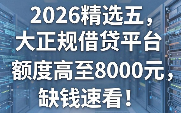 2026精选五大正规借贷平台，额度高至8000元，缺钱速看！