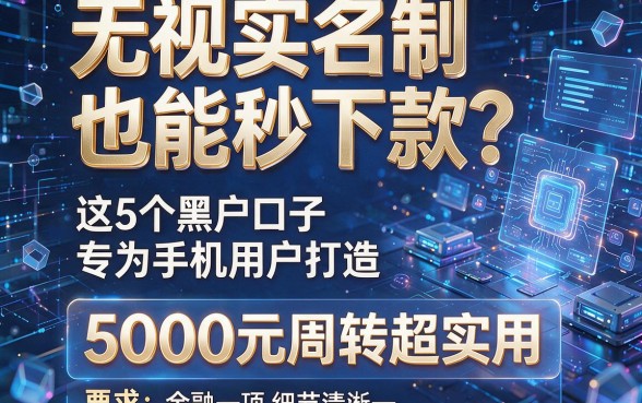 无视实名制也能秒下款?这5个黑户口子专为手机用户打造,5000元周转超实用