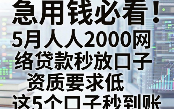 急用钱必看!5月人人2000网络贷款秒放口子,资质要求低这5个口子秒到账