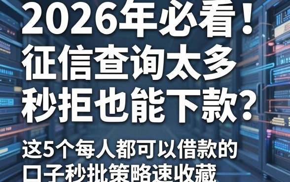 2026年必看!征信查询太多秒拒也能下款?这5个每人都可以借款的口子秒批策略速收藏