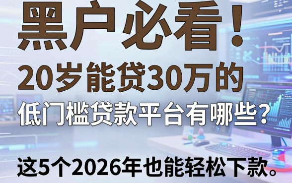 黑户必看!20岁能贷30万的低门槛贷款平台有哪些?这5个2026年也能轻松下款!