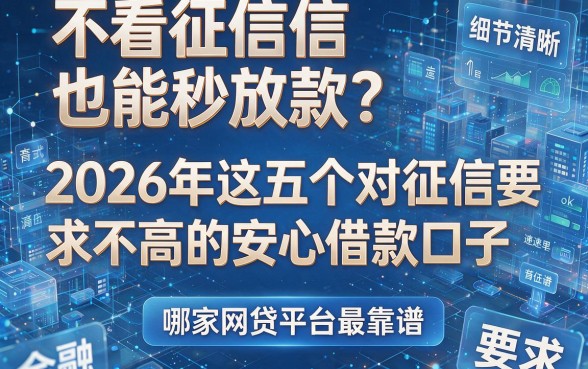 不看征信也能秒放款?2026年这五个对征信要求不高的安心借款口子,哪家网贷平台最靠谱