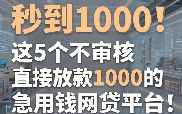秒到1000!这5个不审核直接放款1000的网贷平台,急用钱必看