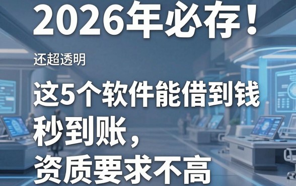 2026年必存！这5个软件能借到钱，秒到账、资质要求不高还超透明