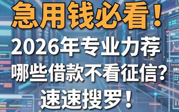 急用钱必看!2026年专业力荐:哪些借款不看征信和负债?速速搜罗!