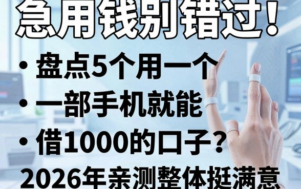 急用钱别错过！盘点5个用一部手机就能借1000的口子，2026年亲测整体挺满意