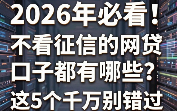 2026年必看!不看征信的网贷口子都有哪些?这5个千万别错过(深度解析)