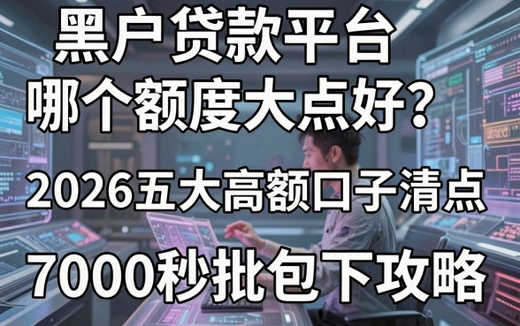 黑户贷款平台哪个额度大点好?2026五大高额口子清点,7000秒批包下攻略!