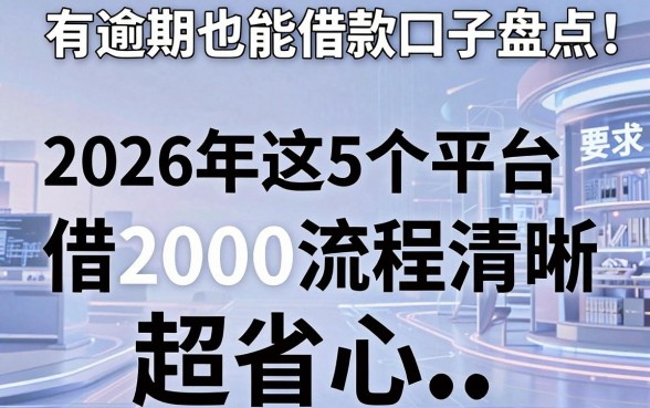 有逾期也能借款口子盘点:2026年这5个平台借2000流程清晰超省心