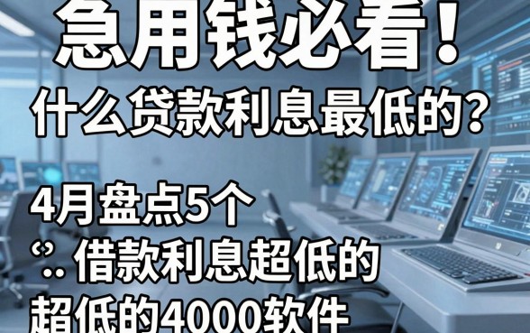 急用钱必看！什么贷款利息最低的？4月盘点5个借款利息超低的4000软件