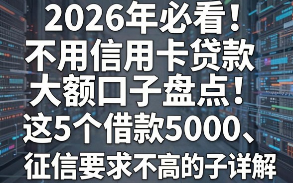 2026年必看!不用信用卡贷款大额口子盘点:这5个借款5000、征信要求不高的口子详解