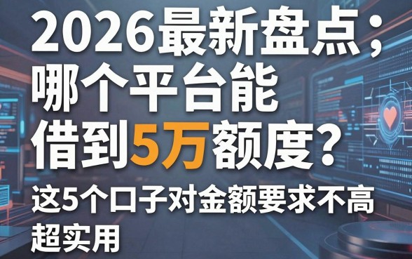 2026最新盘点:哪个平台能借到5万额度?这5个口子对金额要求不高,超实用!