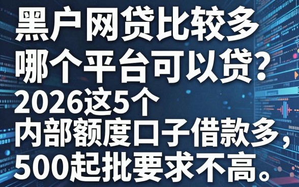 黑户网贷比较多哪个平台可以贷?2026这5个内部额度口子借款多、500起批要求不高