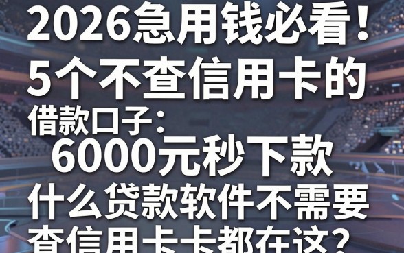 2026急用钱必看!5个不查信用卡的借款口子,6000元秒下款,什么贷款软件不需要查信用卡都在这!