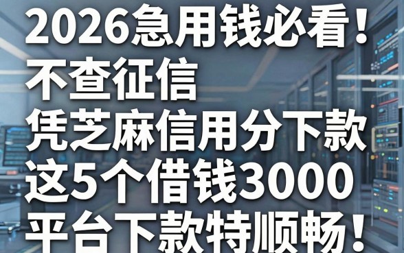 2026急用钱必看！不查征信凭芝麻信用分下款，这5个借钱3000平台下款特顺畅