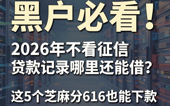 黑户必看!2026年不看征信贷款记录哪里还能借?这5个芝麻分616也能下款