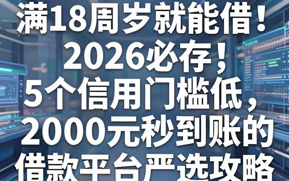 满18周岁就能借!2026必存:5个信用门槛低、2000元秒到账的借款平台严选攻略
