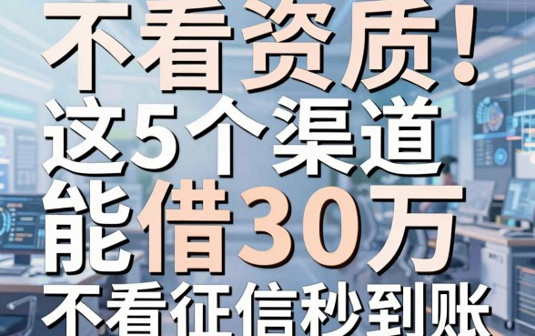 不看资质!这5个渠道能借30万,不看征信秒到账