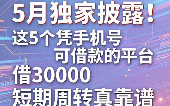 5月独家披露!这5个凭手机号可借款的平台,借30000短期周转真靠谱