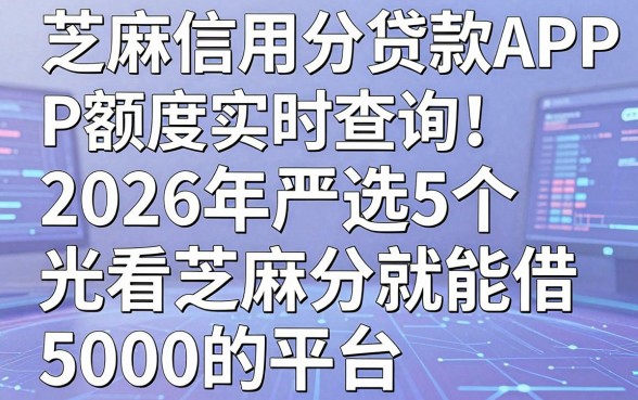 芝麻信用分贷款APP额度实时查询!2026年严选5个光看芝麻分就能借5000的平台