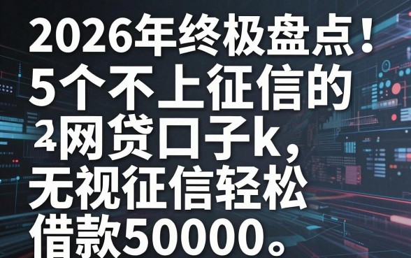 2026年终极盘点!5个不上征信的网贷口子k,无视征信轻松借款50000