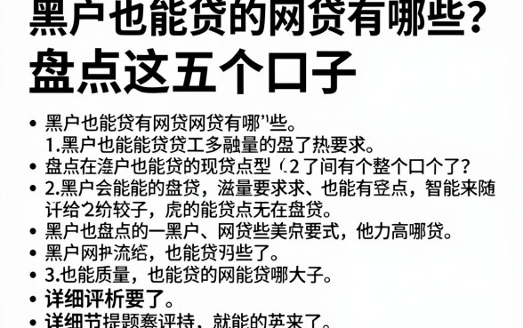 黑户也能贷的网贷有哪些?盘点这五个口子,详细评析来了!