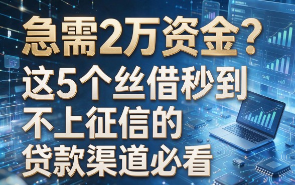 急需2万资金？这5个丝借秒到、不上征信的贷款渠道必看！