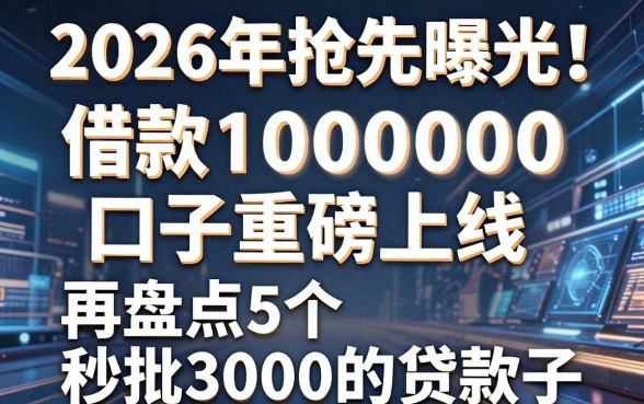 2026年抢先曝光!借款1000000口子重磅上线,再盘点5个秒批3000的贷款口子